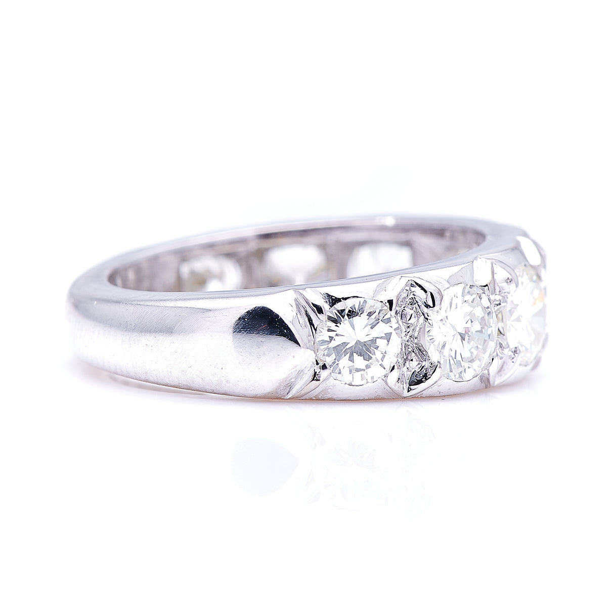 Vintage, 18ct white gold, diamond half-eternity ring