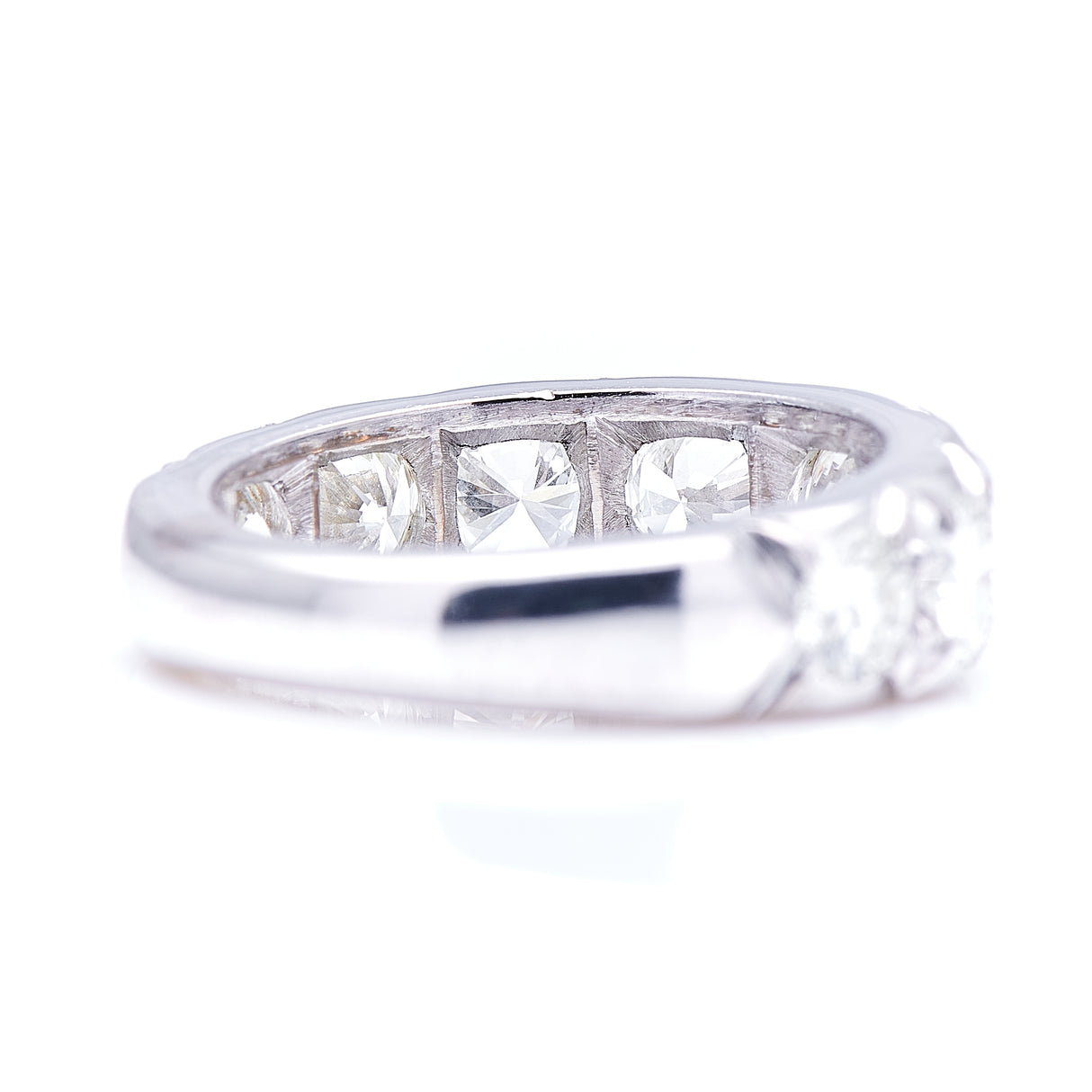 Vintage, 18ct white gold, diamond half-eternity ring