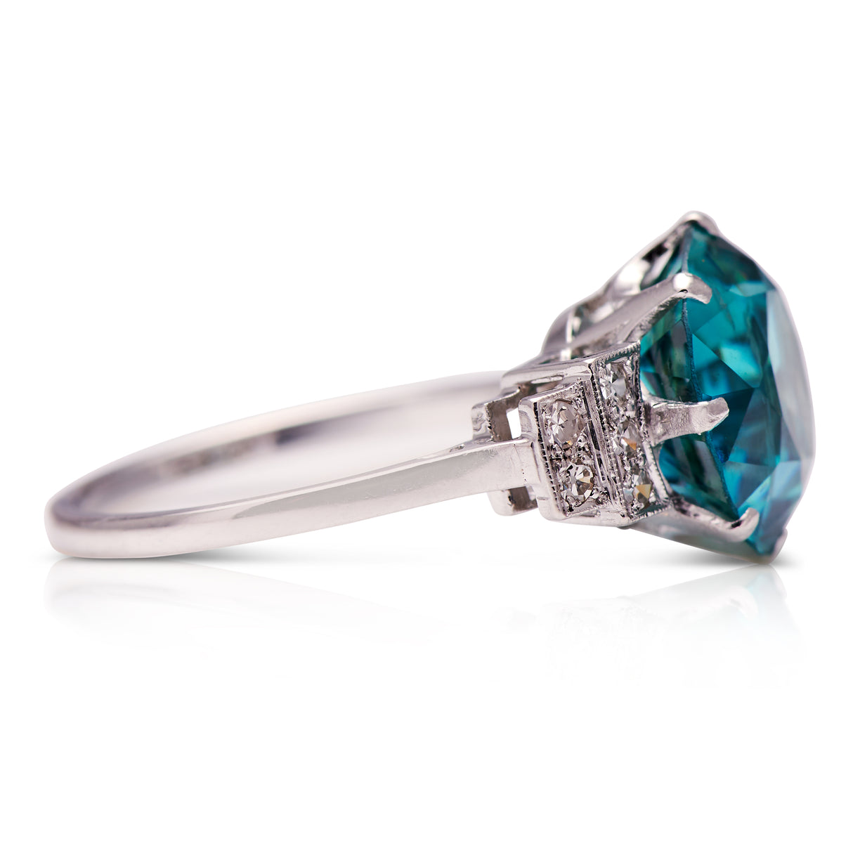Art Deco, platinum, zircon and diamond cocktail ring