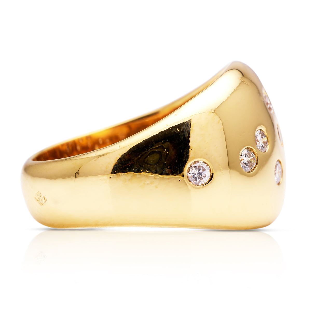 Vintage French diamond constellation ring, side view.