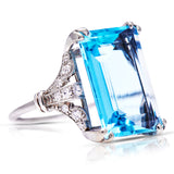 Art Deco | 1920s, platinum, aquamarine & diamond cocktail ring