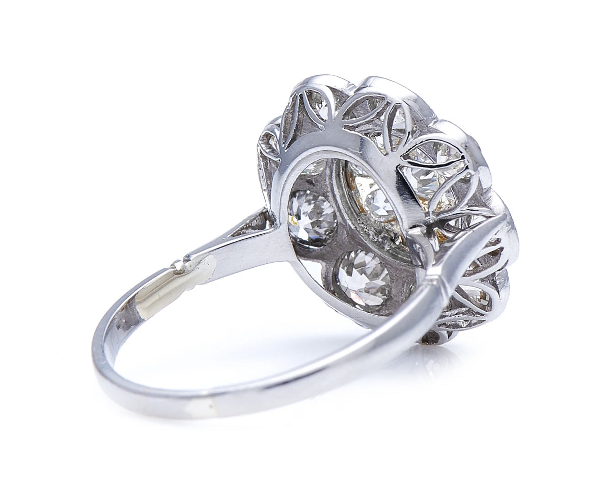 Art Deco, 18ct white gold, floral diamond cluster ring