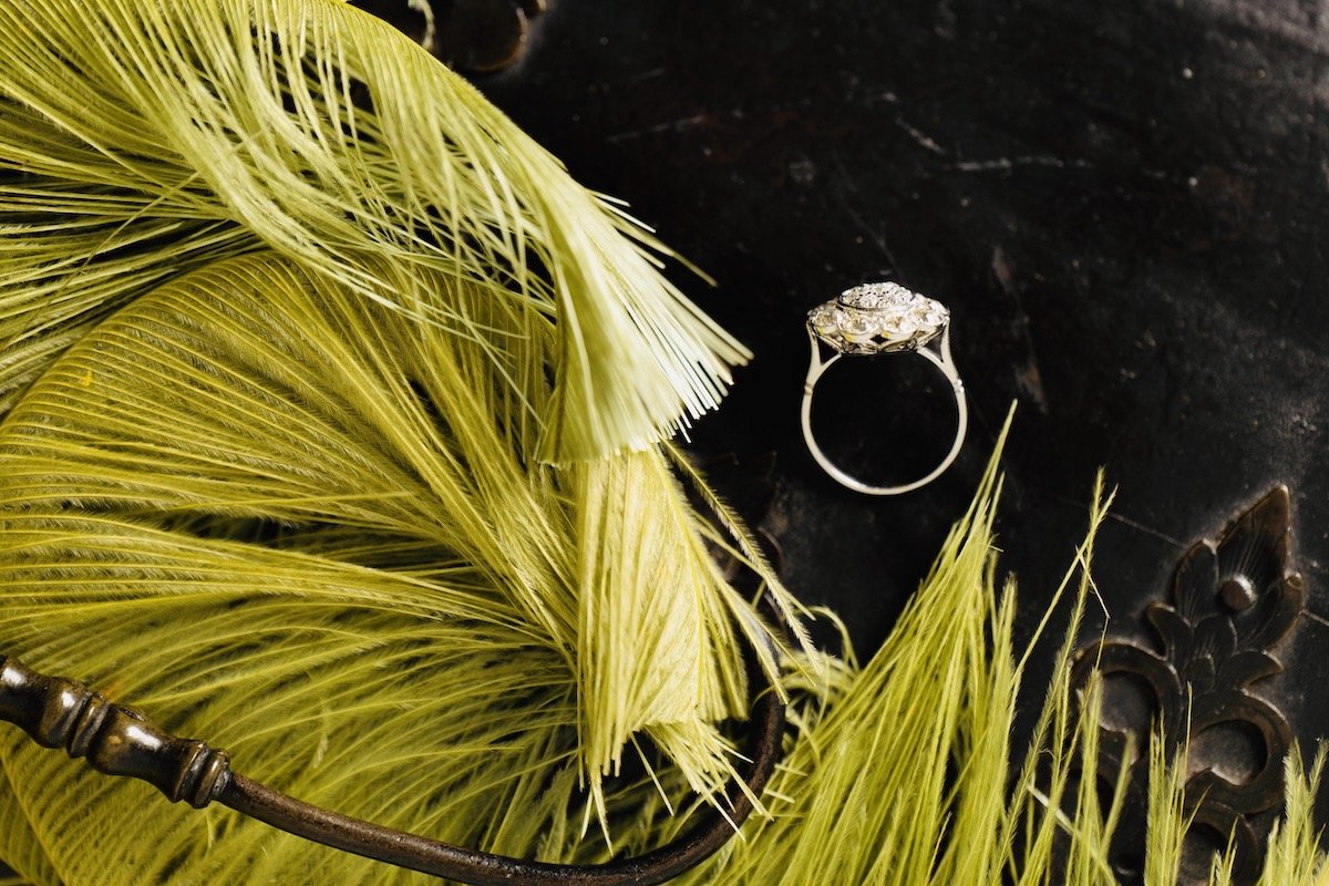 Art Deco, 18ct white gold, floral diamond cluster ring