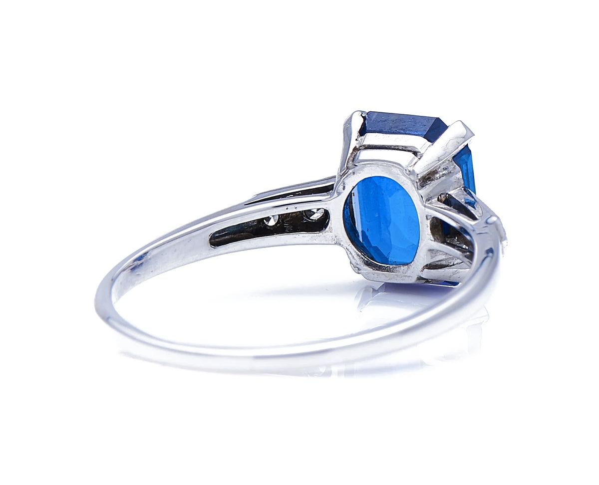 Art Deco, platinum, Burmese sapphire and diamond ring
