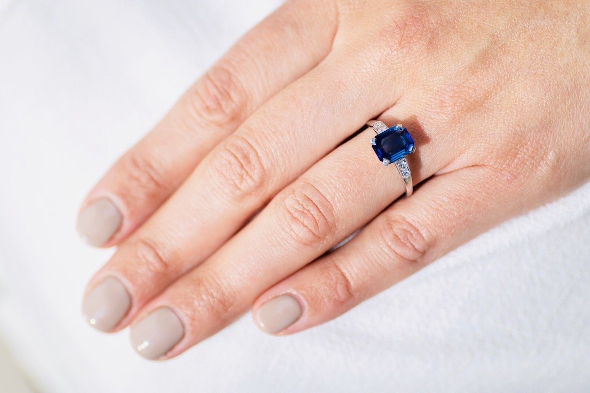Art Deco, platinum, Burmese sapphire and diamond ring