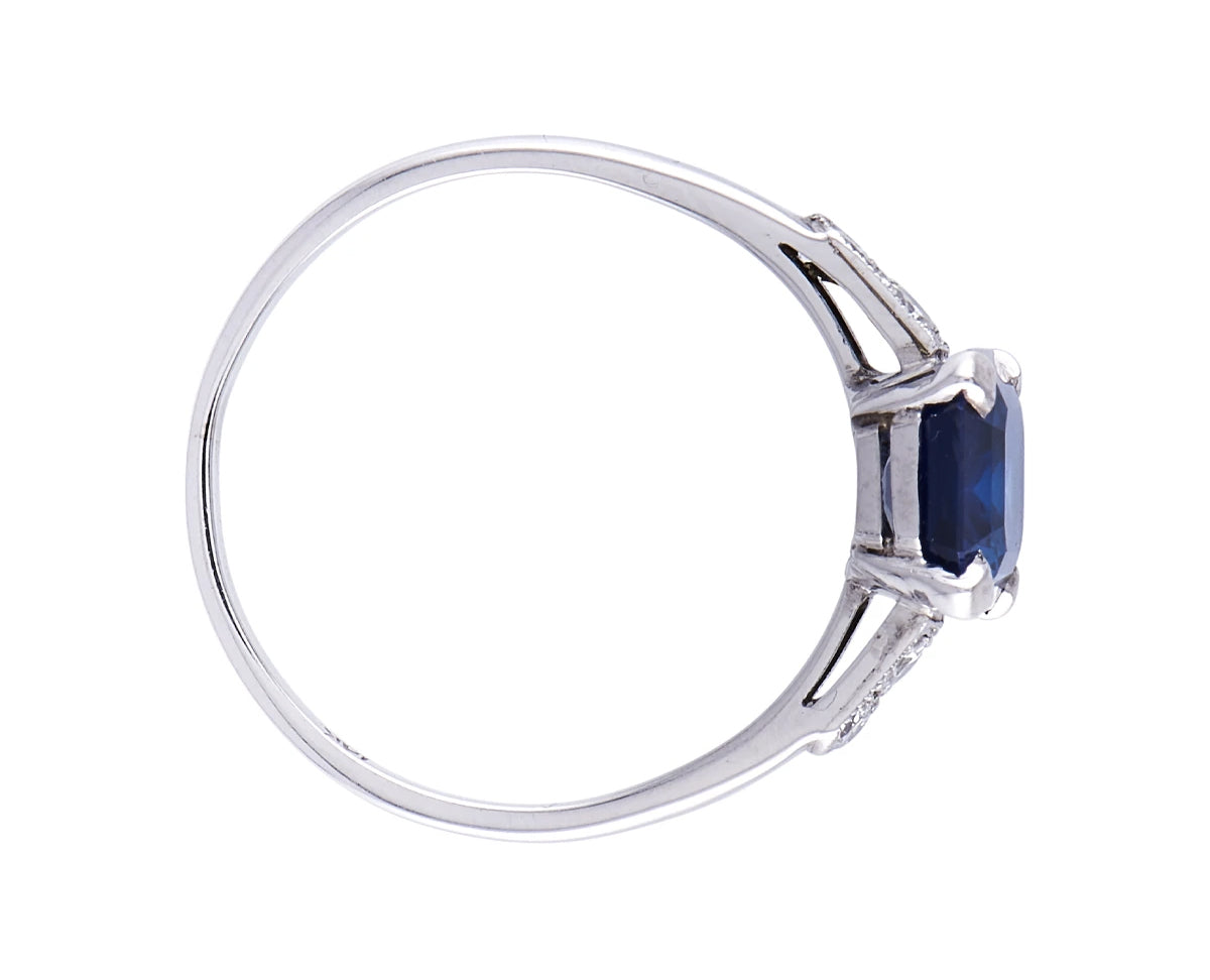 Art Deco, platinum, Burmese sapphire and diamond ring