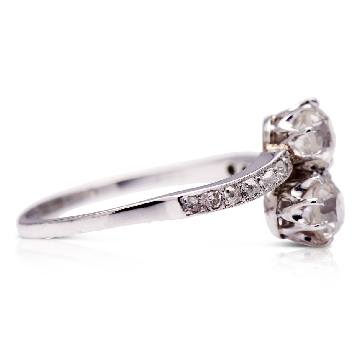 Edwardian old-cut diamond 'toi et moi' engagement ring, platinum