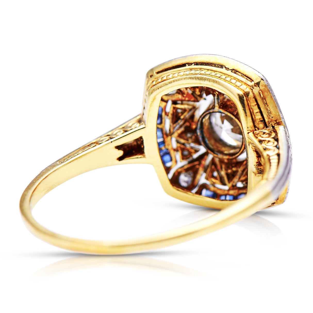 Antique | Belle Époque, platinum, 18ct gold, sapphire and diamond ring