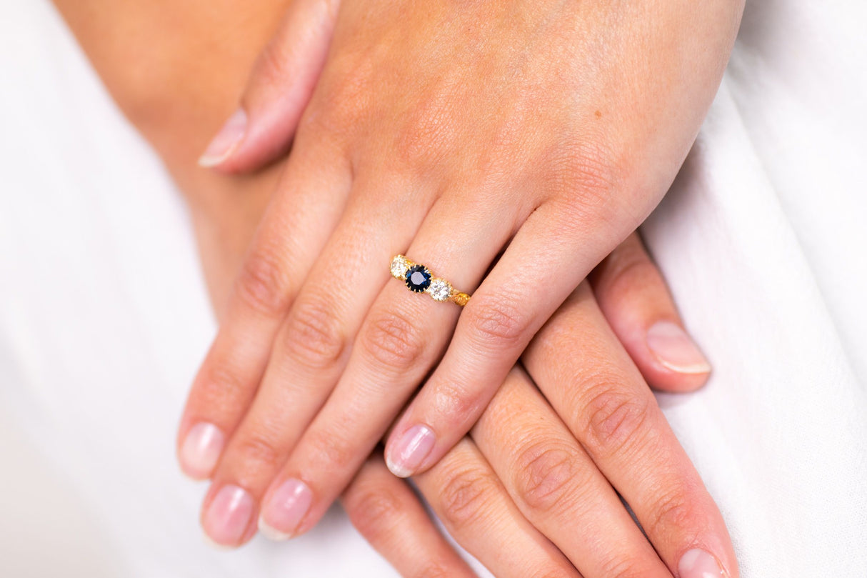 Antique Engagement Rings | Antique Ring Boutique | Vintage Engagement Rings | Antique Engagement Rings | Antique Jewellery company | Vintage Jewellery Edwardian, 18ct Gold, Sapphire and Diamond Three Stone Ring