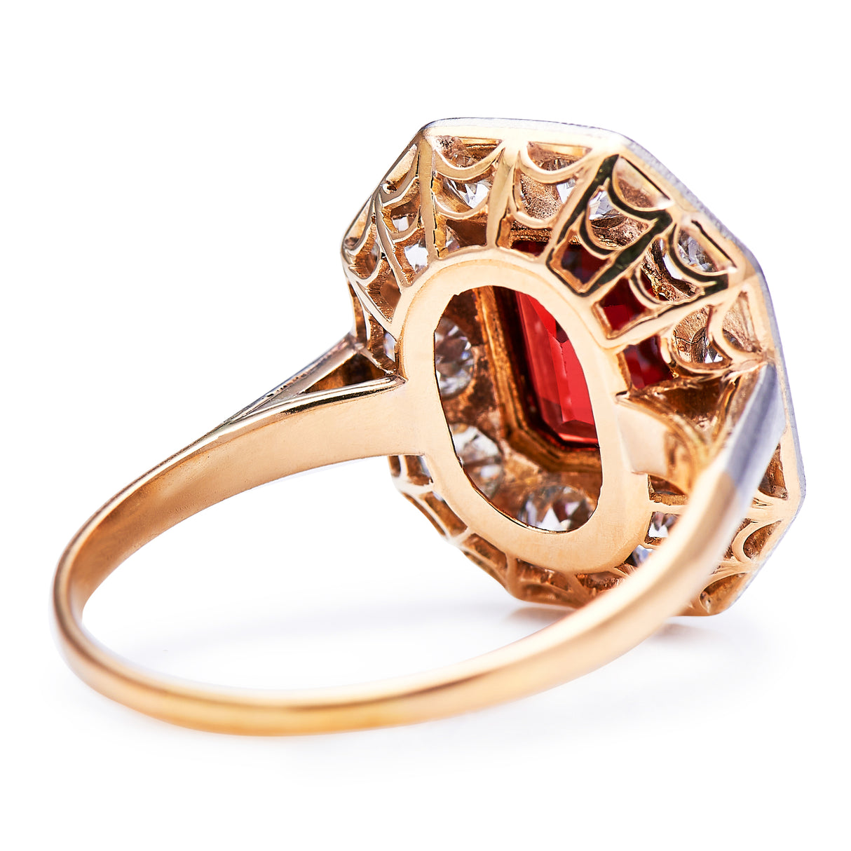 Art Deco, 18ct gold, platinum, hessonite garnet and diamond ring