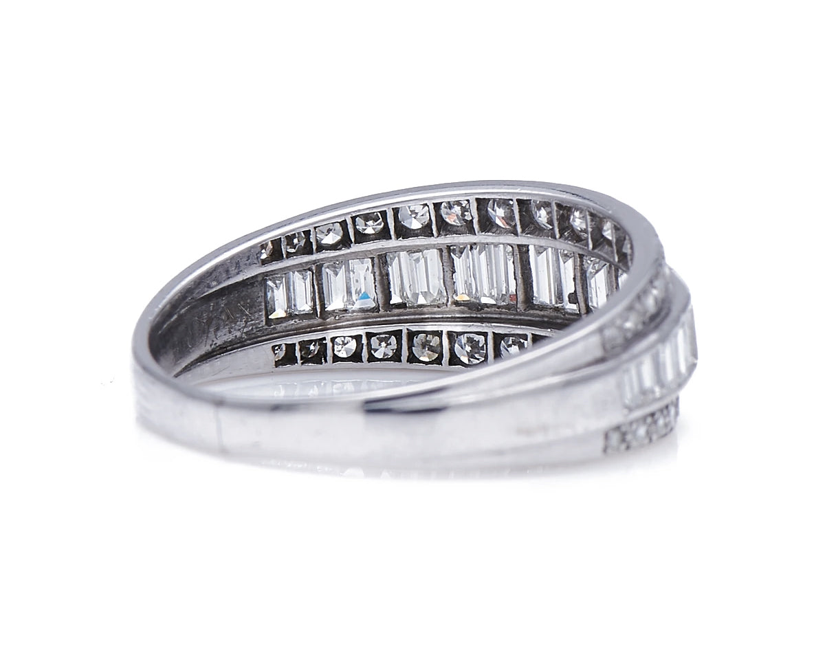 Art Deco, platinum, diamond half eternity ring