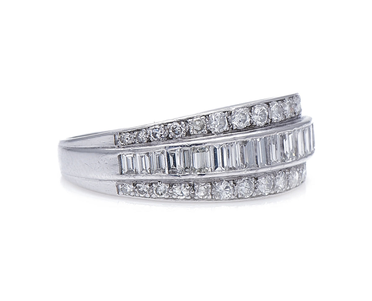 Art Deco, platinum, diamond half eternity ring