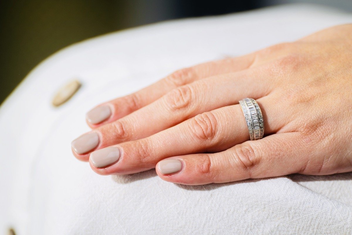 Art Deco, platinum, diamond half eternity ring