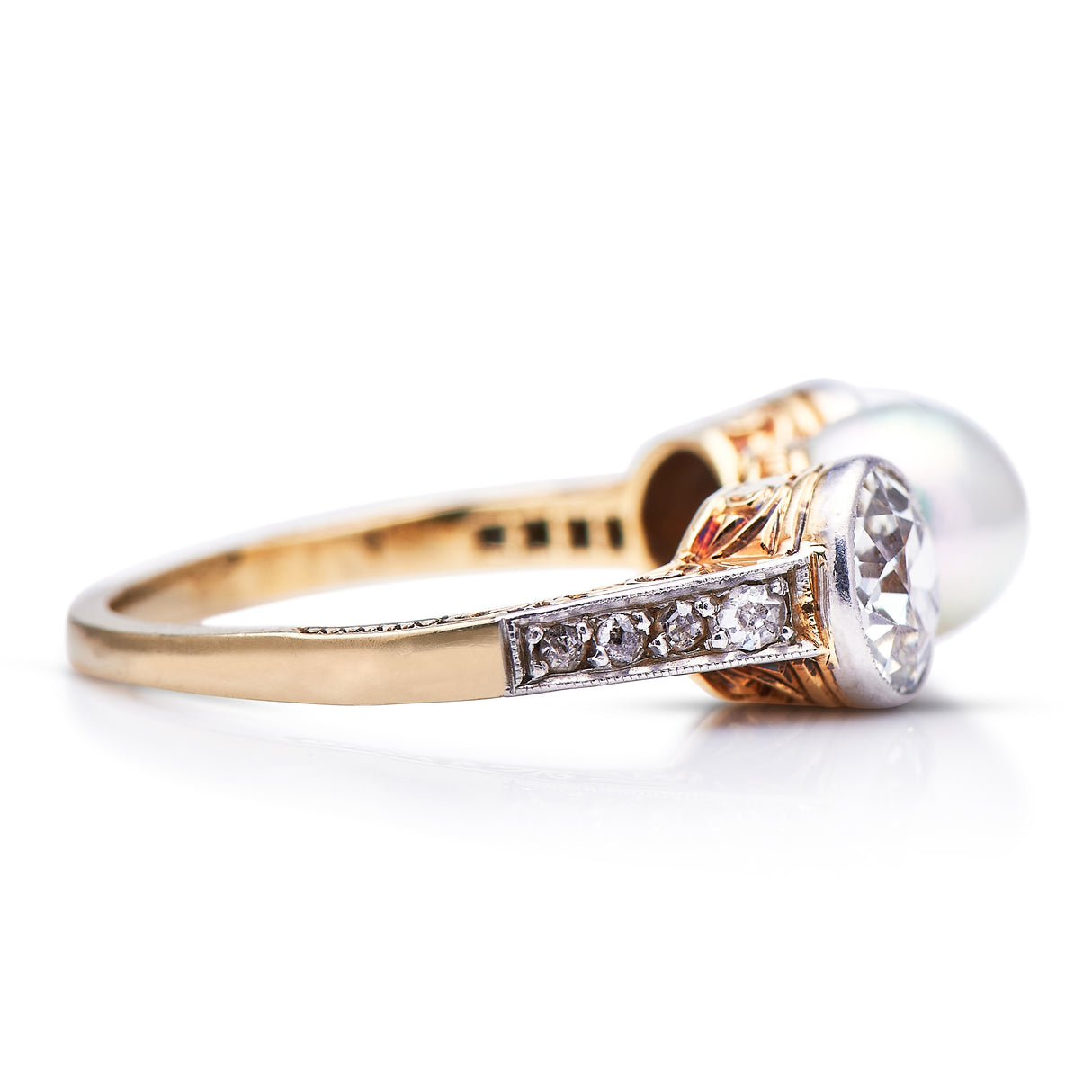 Antique Engagement Rings | Antique Ring Boutique | Vintage Engagement Rings | Antique Engagement Rings | Antique Jewellery company | Vintage Jewellery Edwardian, 18ct Gold Platinum, Natural Pearl and Diamond Ring