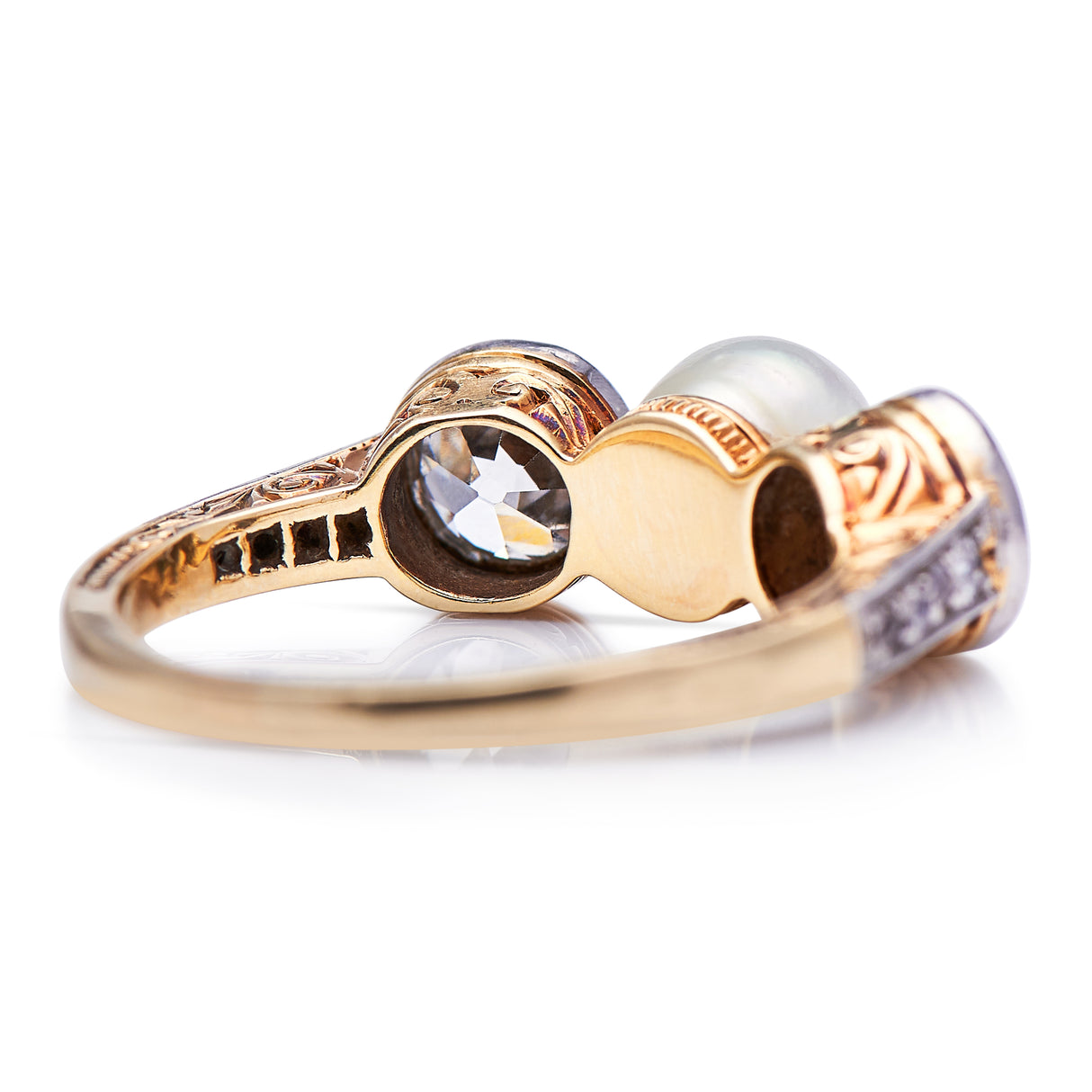 Antique Engagement Rings | Antique Ring Boutique | Vintage Engagement Rings | Antique Engagement Rings | Antique Jewellery company | Vintage Jewellery Edwardian, 18ct Gold Platinum, Natural Pearl and Diamond Ring
