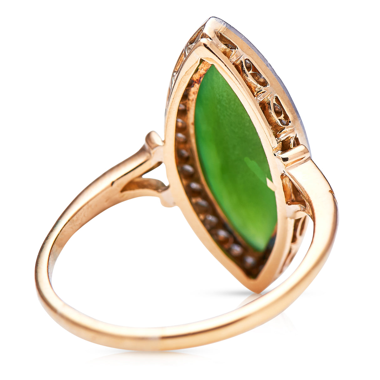 Antique_Rings Edwardian, 18ct Gold, Platinum, Nephrite Jade and Diamond Ring
