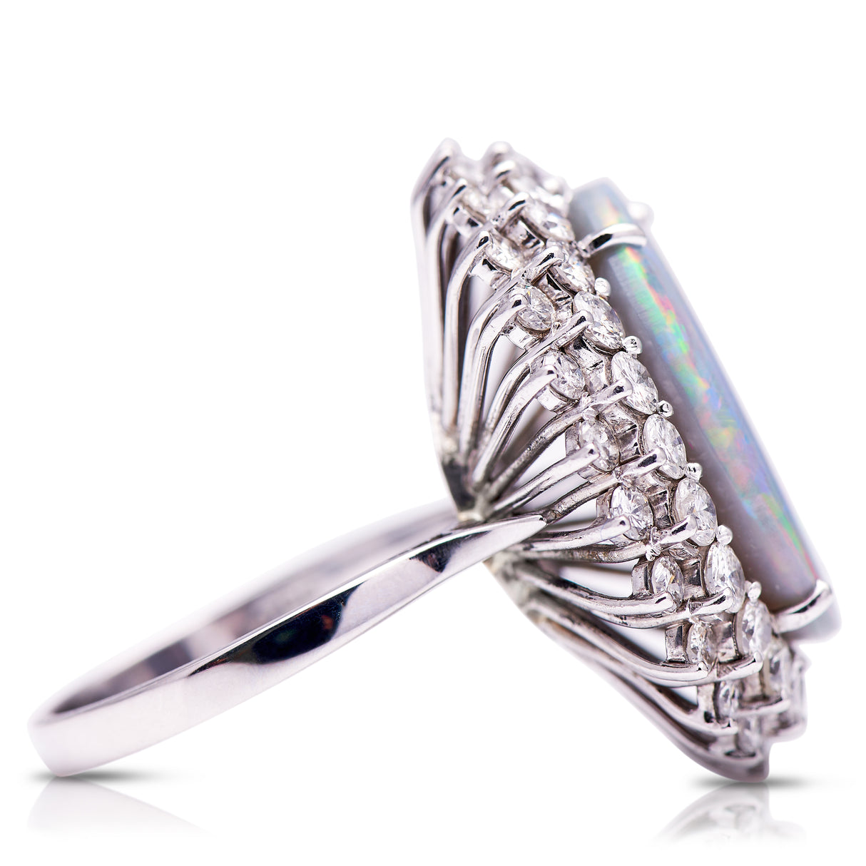 Vintage | large opal and diamond cocktail ring