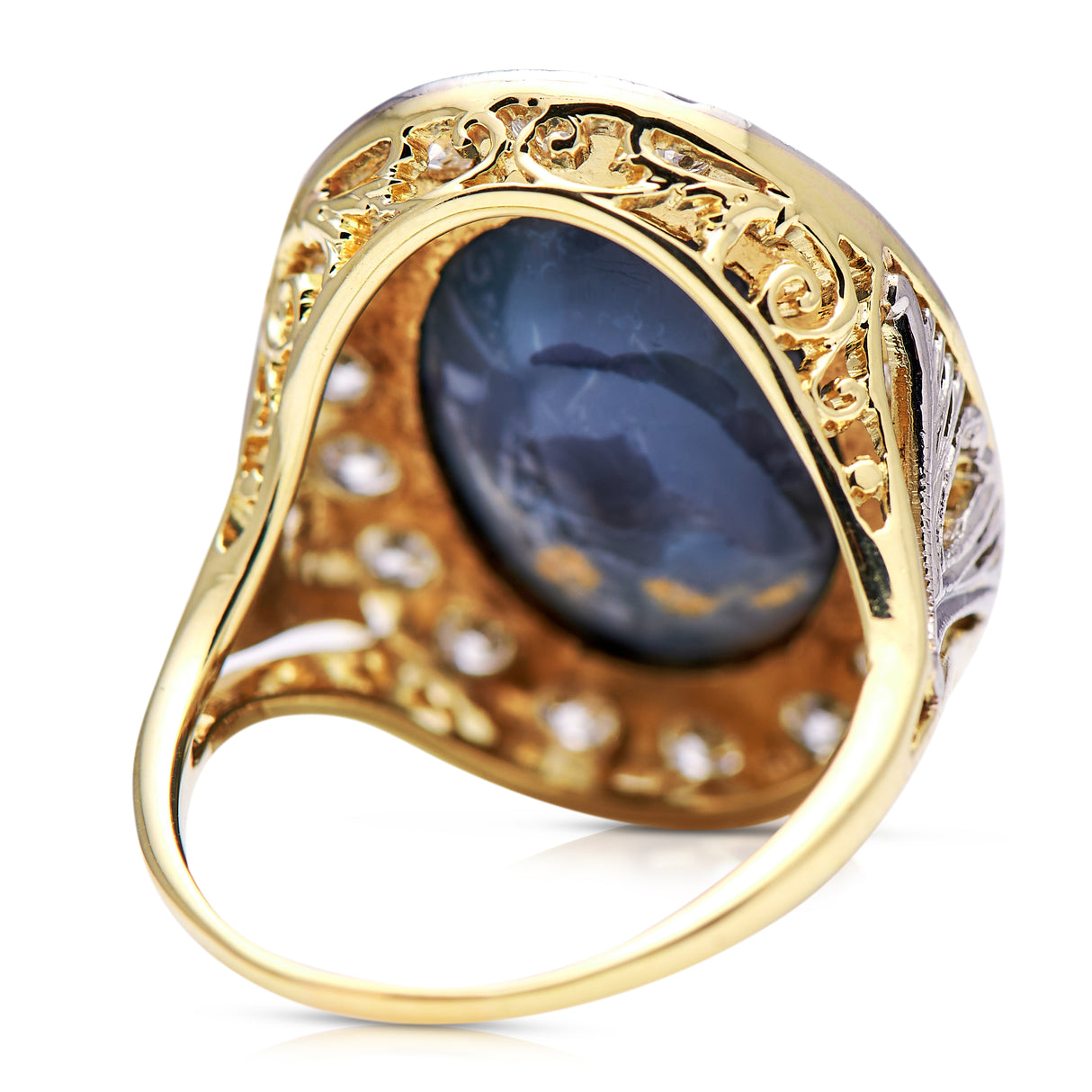 Art Deco | black opal and diamond cluster ring