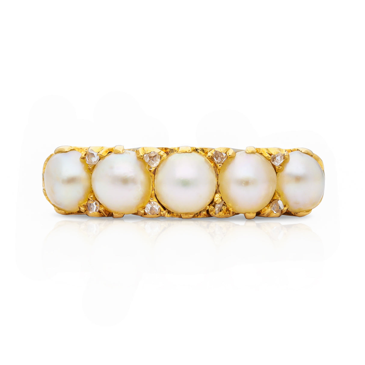 Antique, Edwardian pearl & diamond half hoop ring