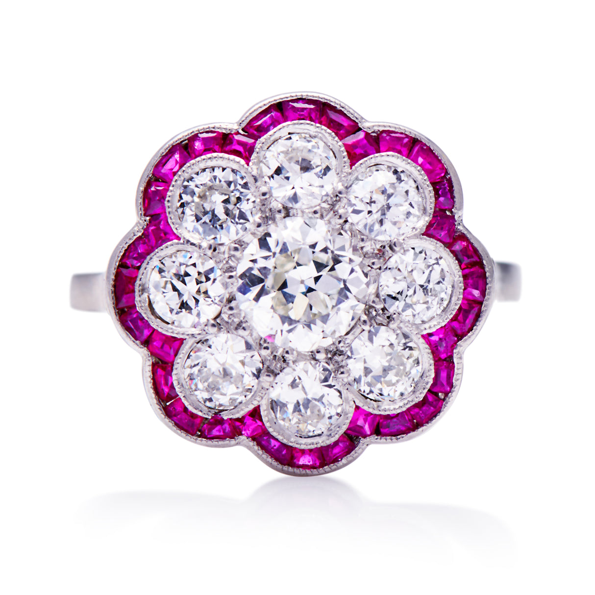 Vintage, Art Deco Colombian emerald and diamond ring, platinum