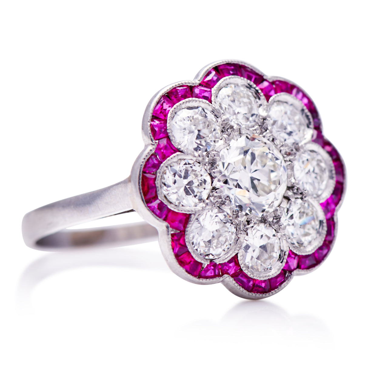 Vintage, Art Deco Colombian emerald and diamond ring, platinum