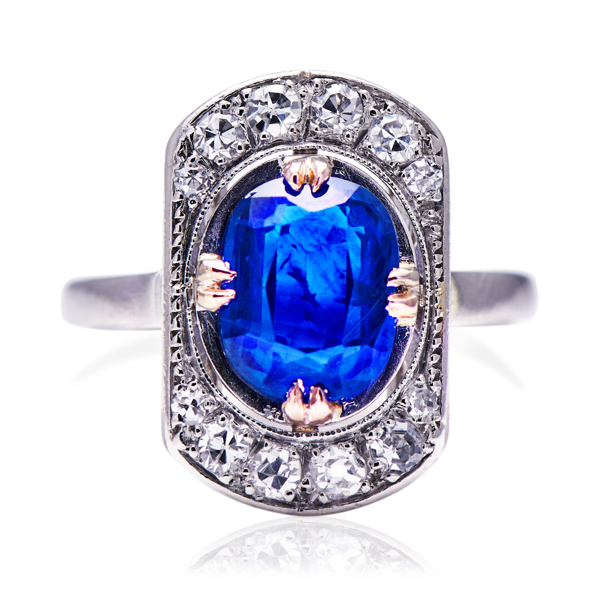 Belle Époque, French, platinum, sapphire and diamond ring