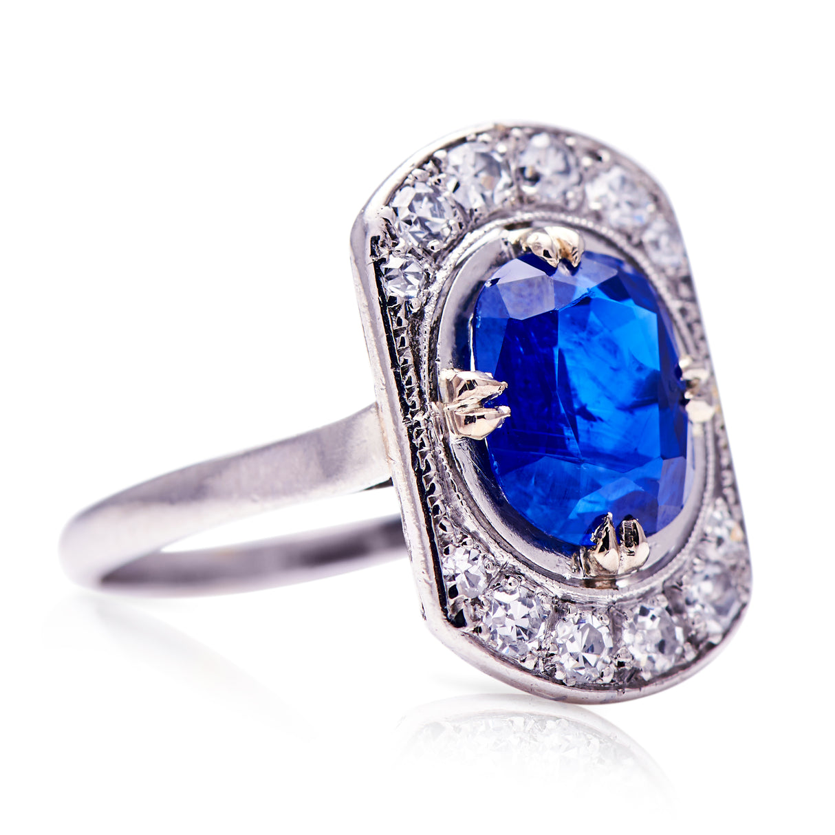 Belle Époque, French, platinum, sapphire and diamond ring