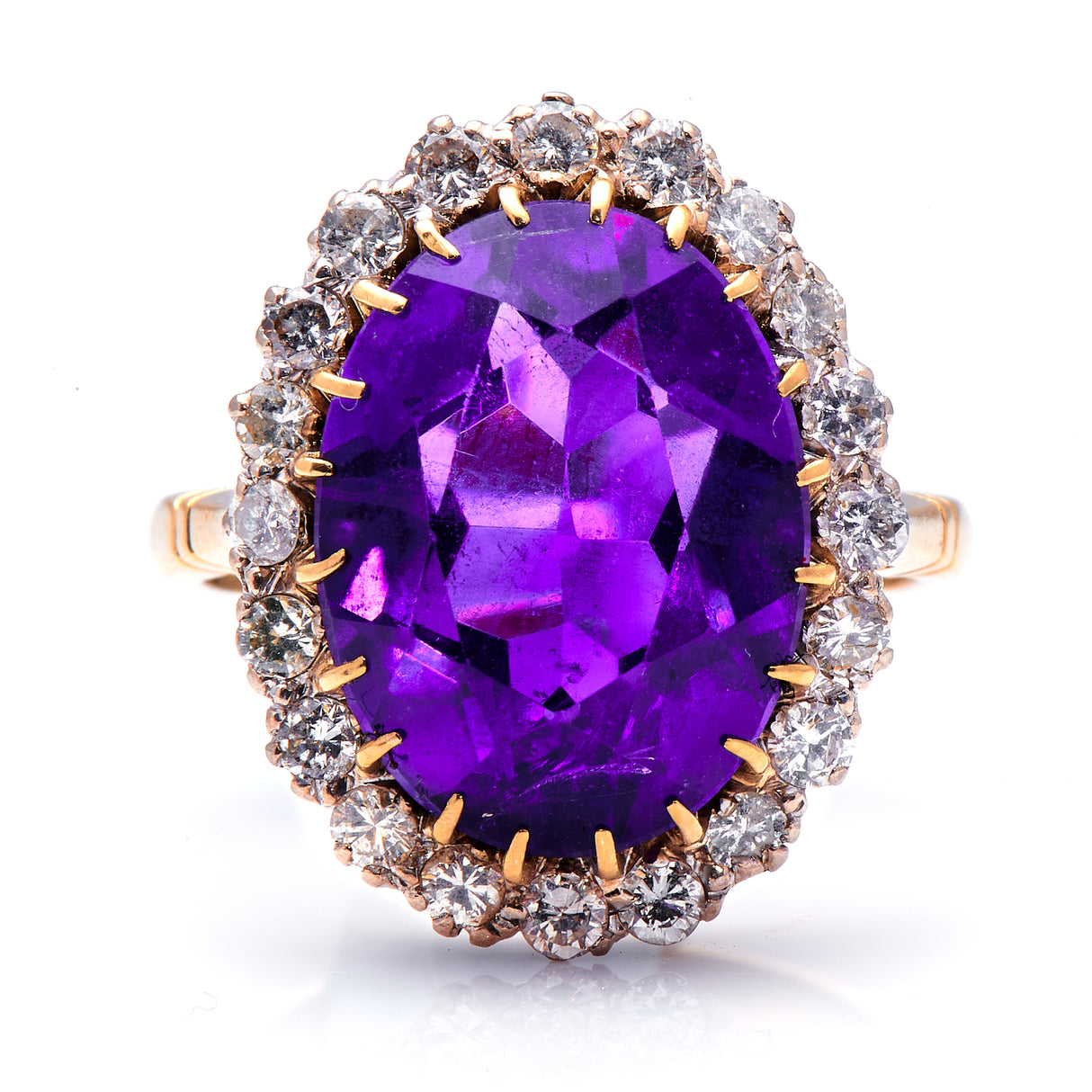 Art Deco, 18ct gold, amethyst and diamond cluster ring