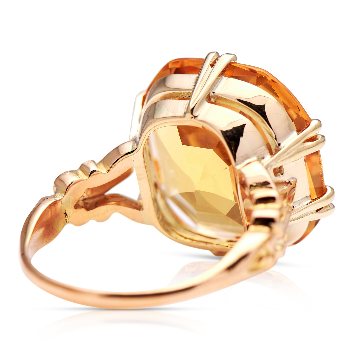 Antique Edwardian imperial golden topaz ring, 18ct yellow gold