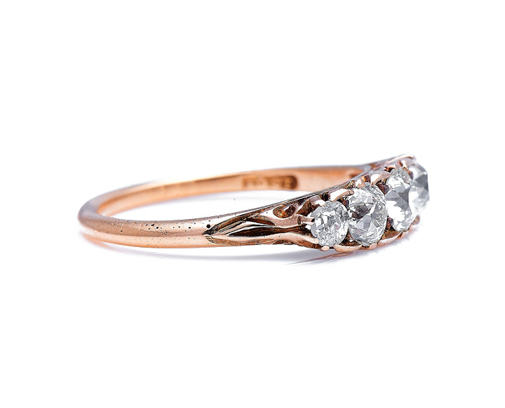 Antique, Victorian, 18ct gold, old cut diamond five-stone ring