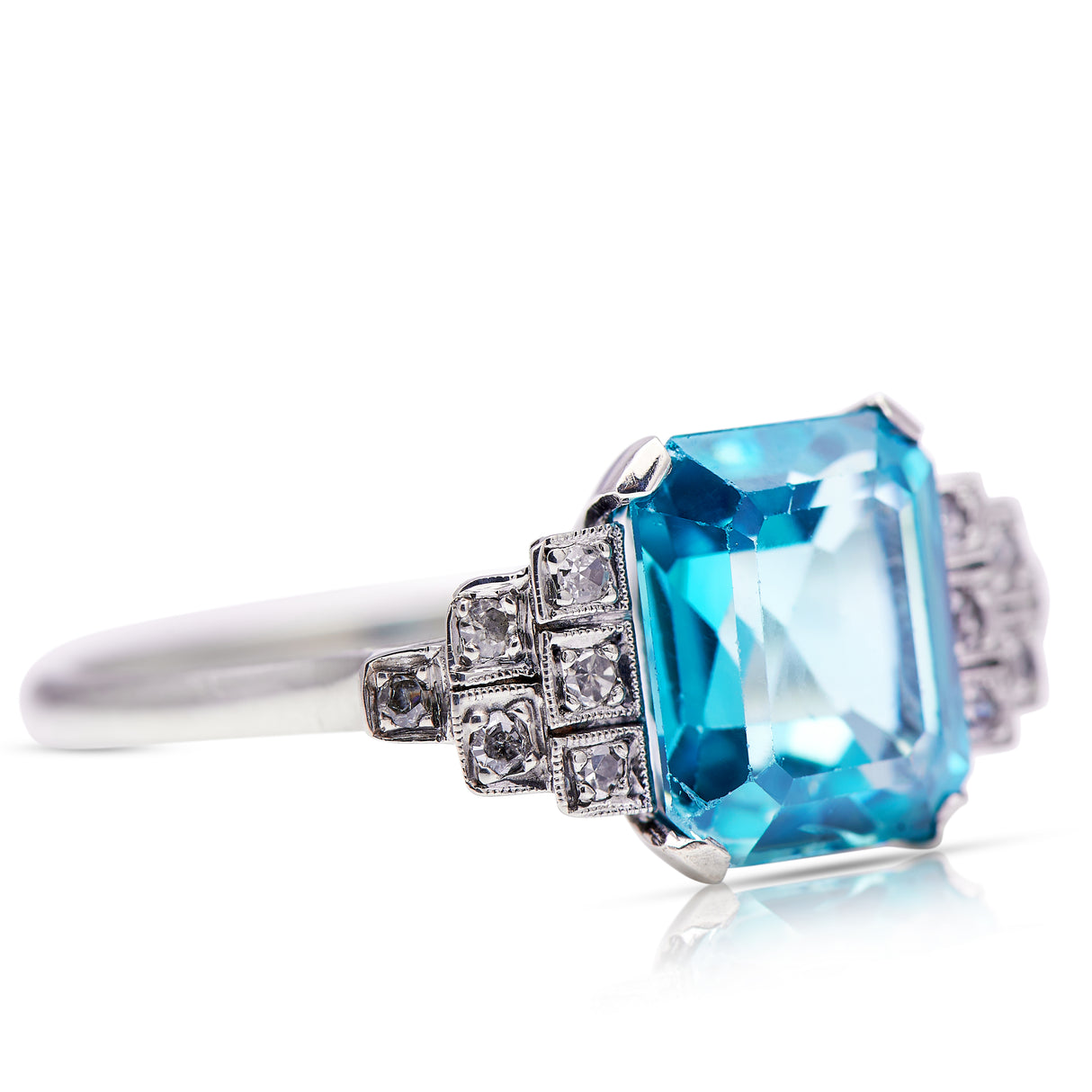 Art Deco | zircon & diamond ring, complete with original receipt