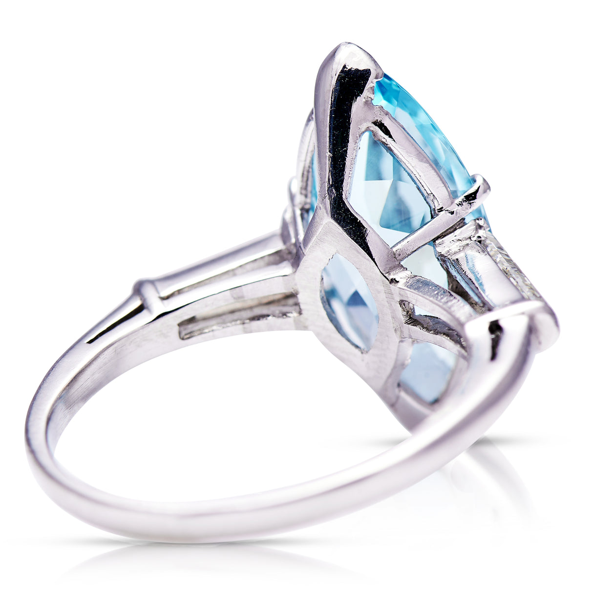 1940s, platinum, marquise aquamarine and diamond ring