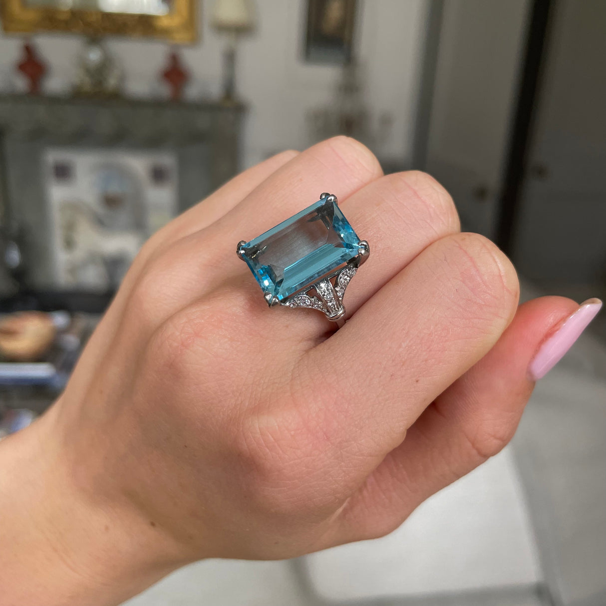 Art Deco | 1920s, aquamarine & diamond cocktail ring