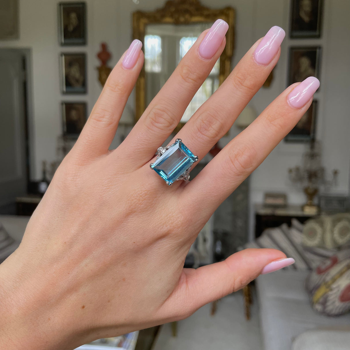 Art Deco | 1920s, aquamarine & diamond cocktail ring