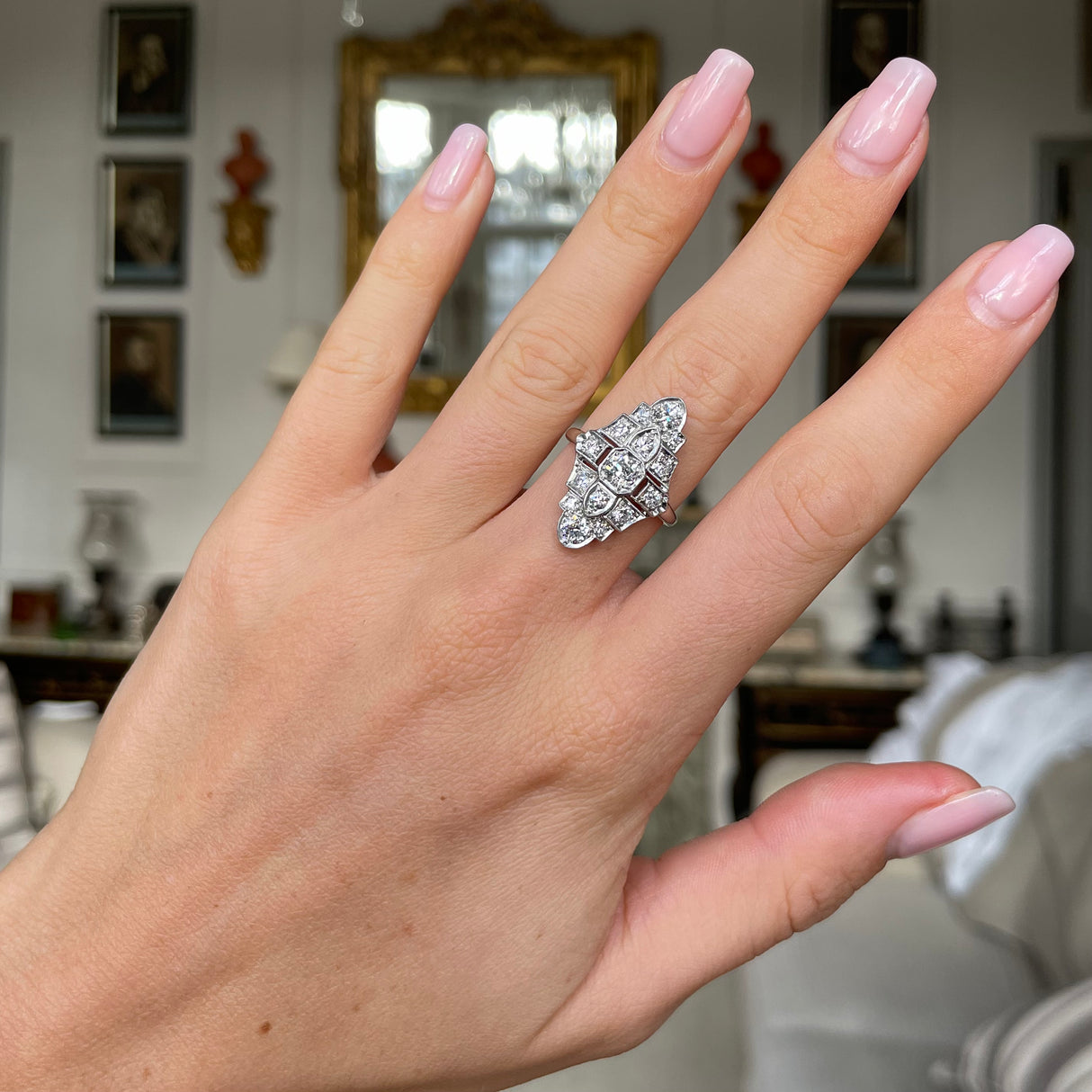 Art Deco, diamond cluster ring