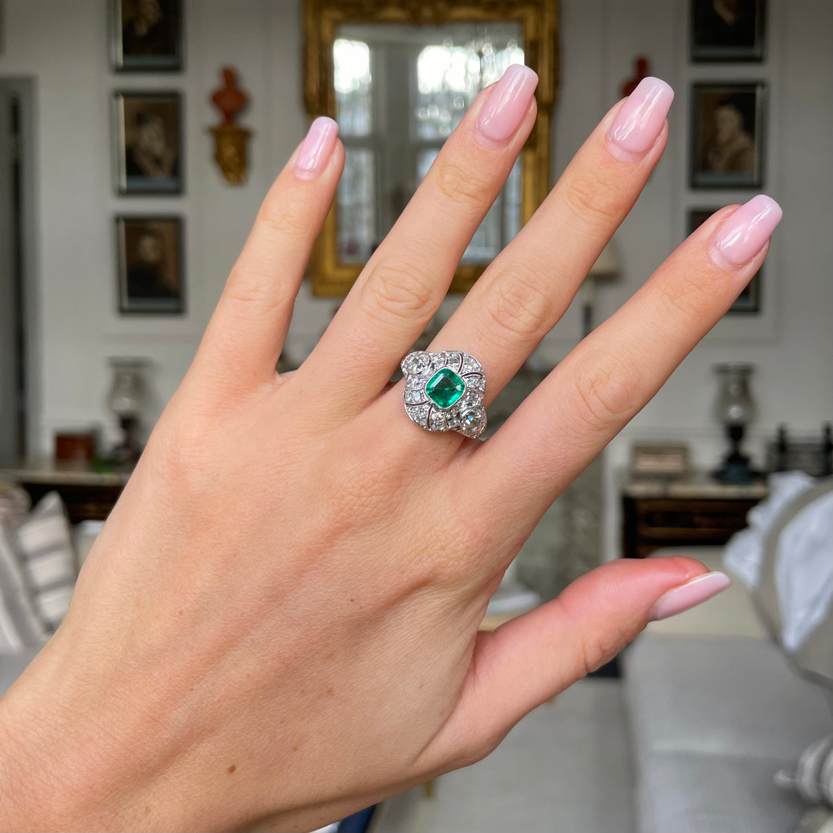 Art Deco Colombian emerald & diamond ring