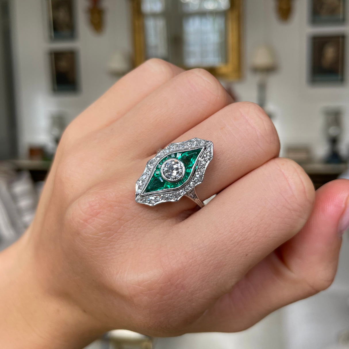 Art Deco emerald & diamond ring