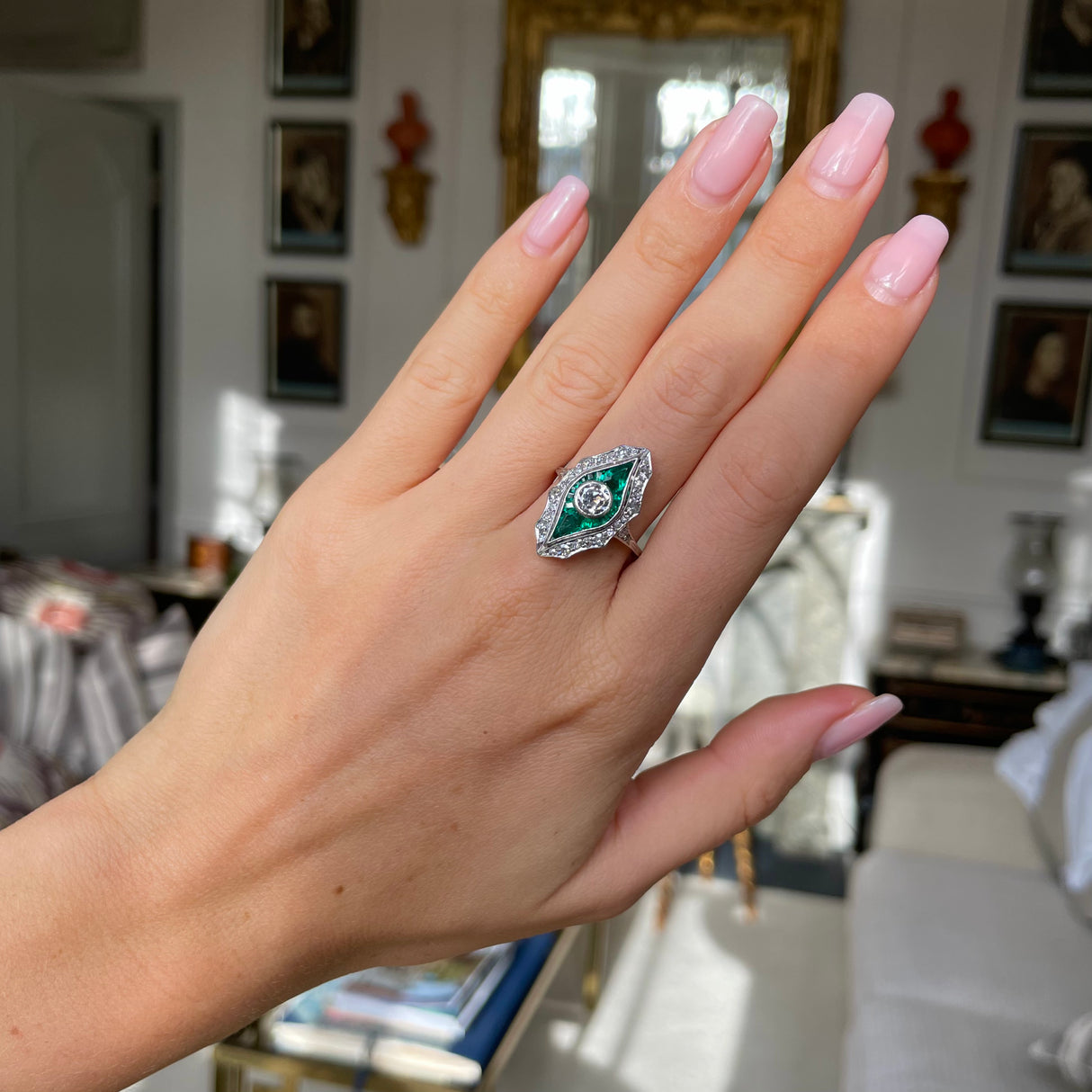 Art Deco emerald & diamond ring