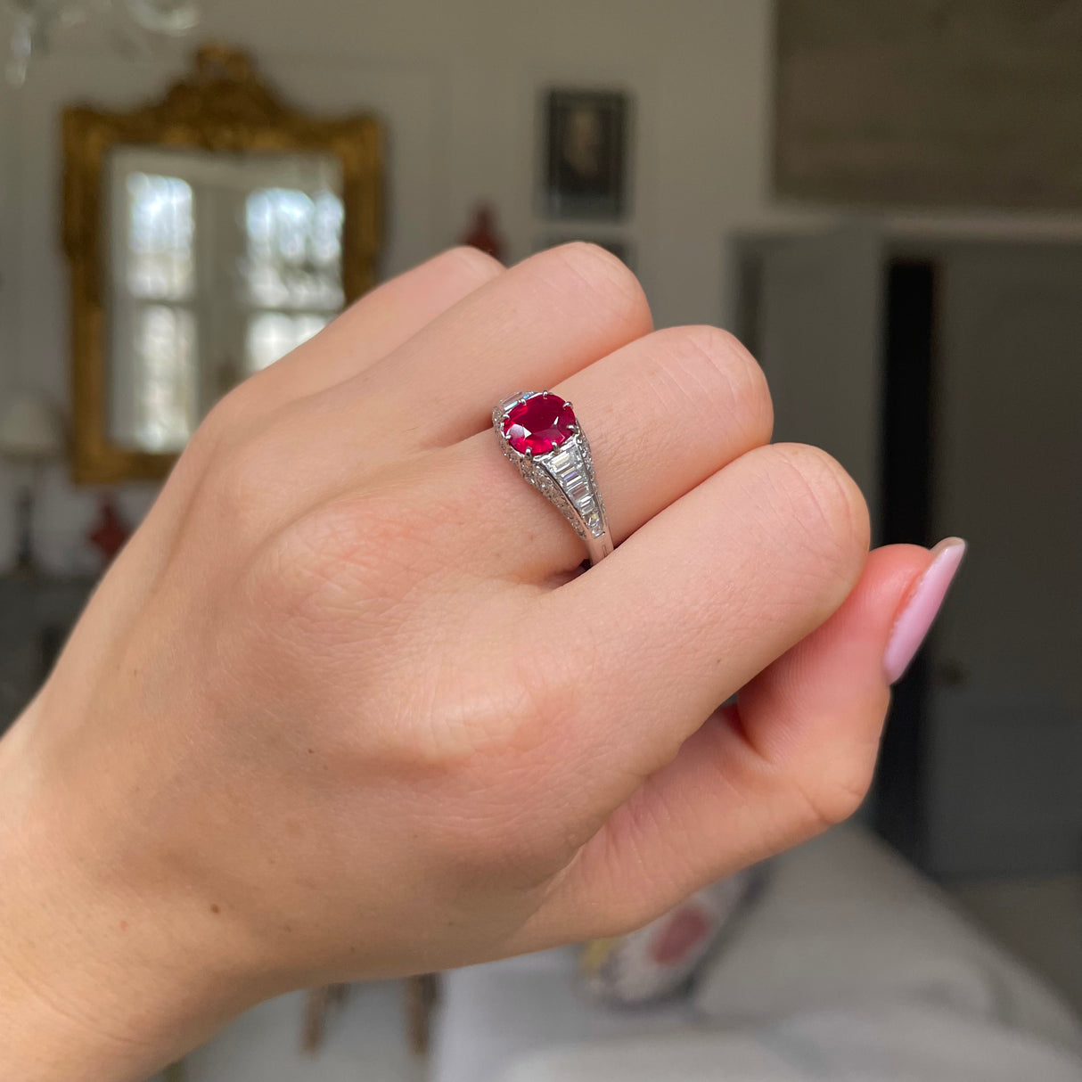 Art Deco, Burmese ruby & diamond ring