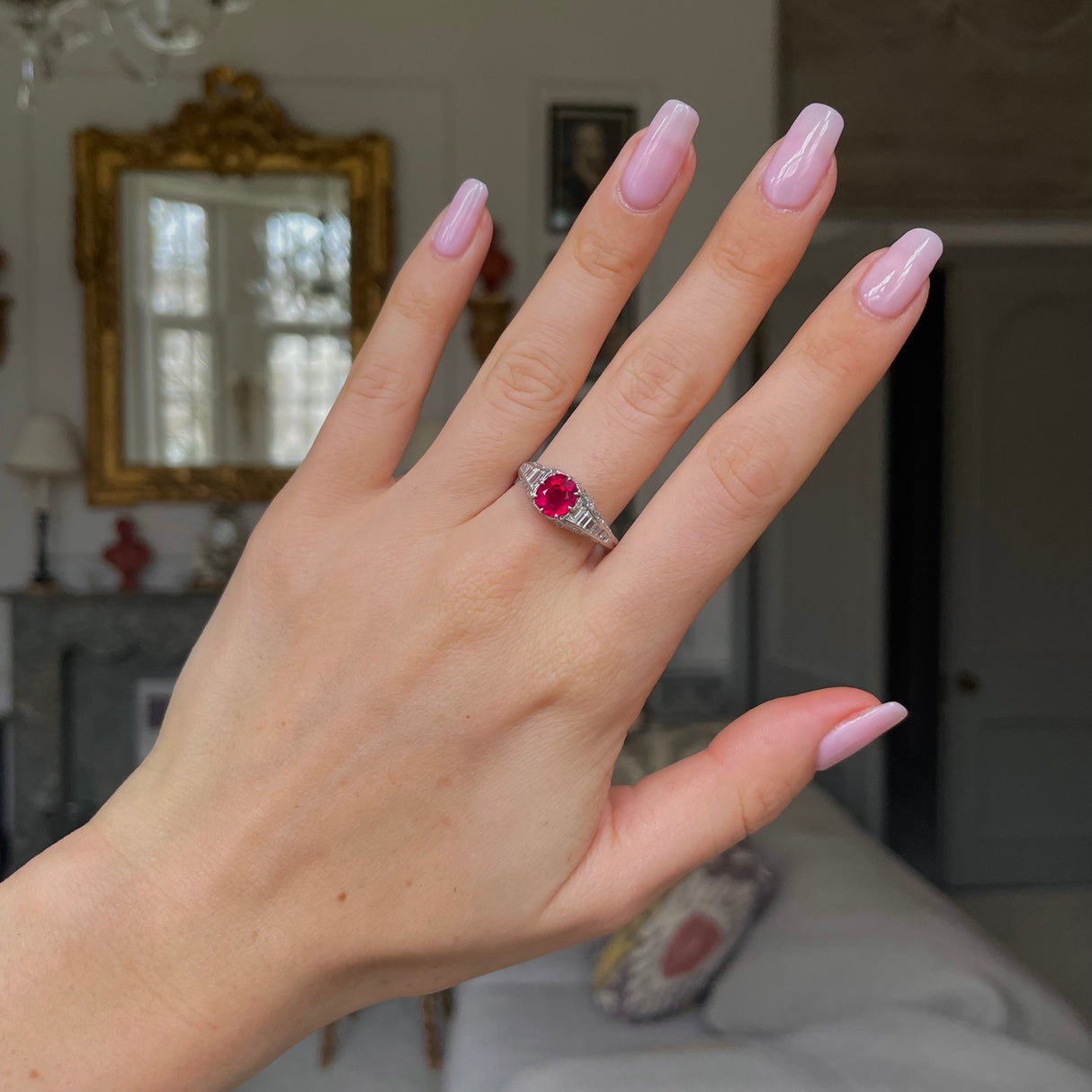 Art Deco, Burmese ruby & diamond ring