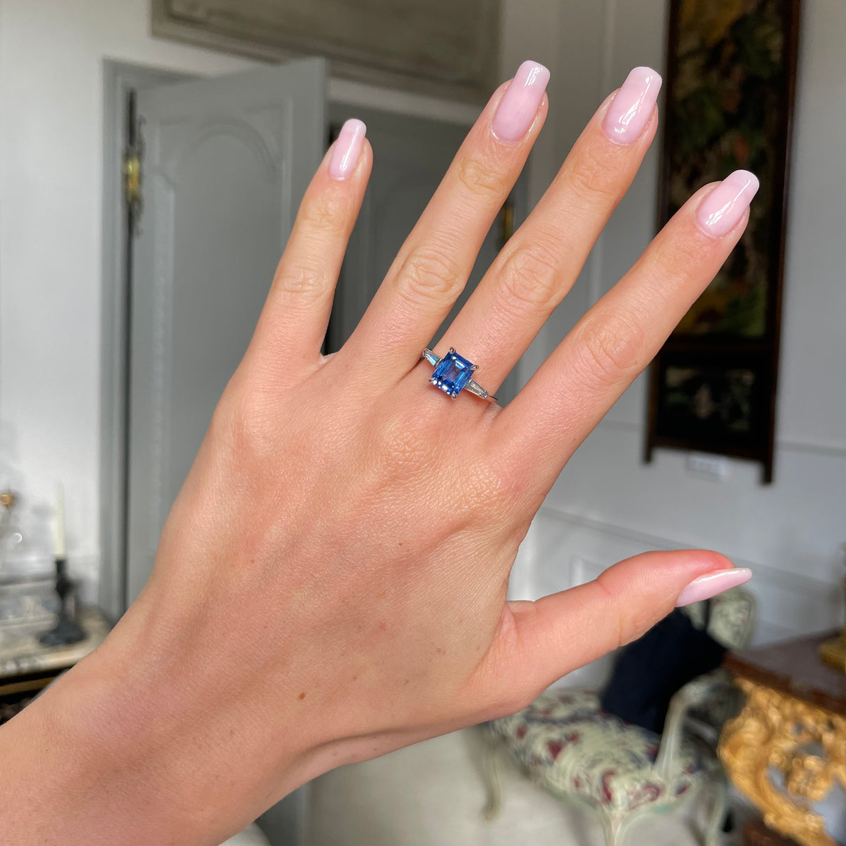 Art Deco, 1930s, platinum, sri lankan sapphire and diamond ring