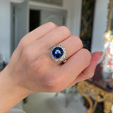Art Deco, 18ct white gold, royal blue sapphire & diamond ring
