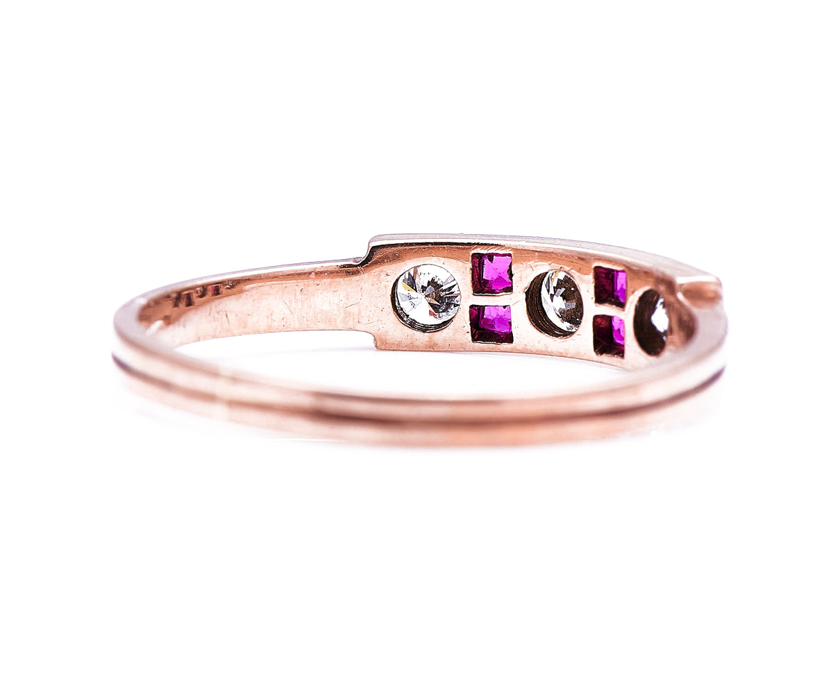 Art Deco, 14ct gold, ruby and diamond ring