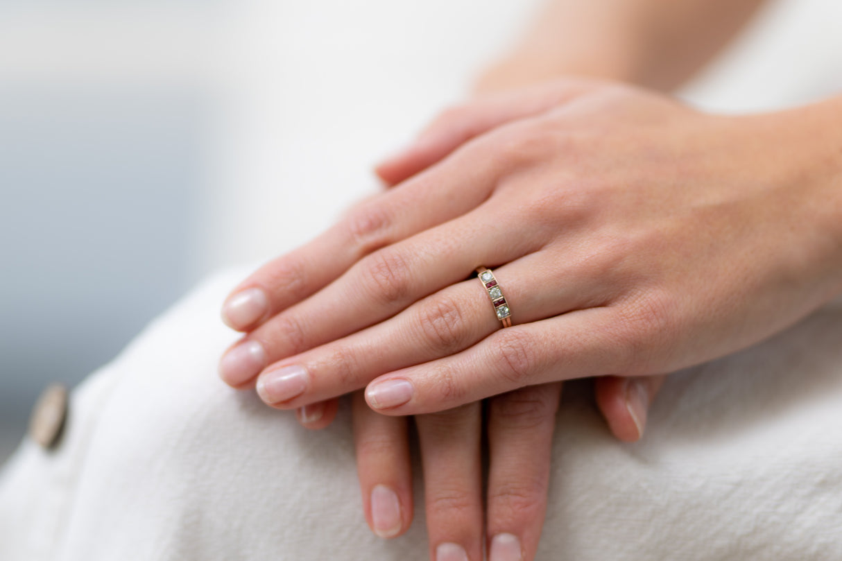 Art Deco, 14ct gold, ruby and diamond ring