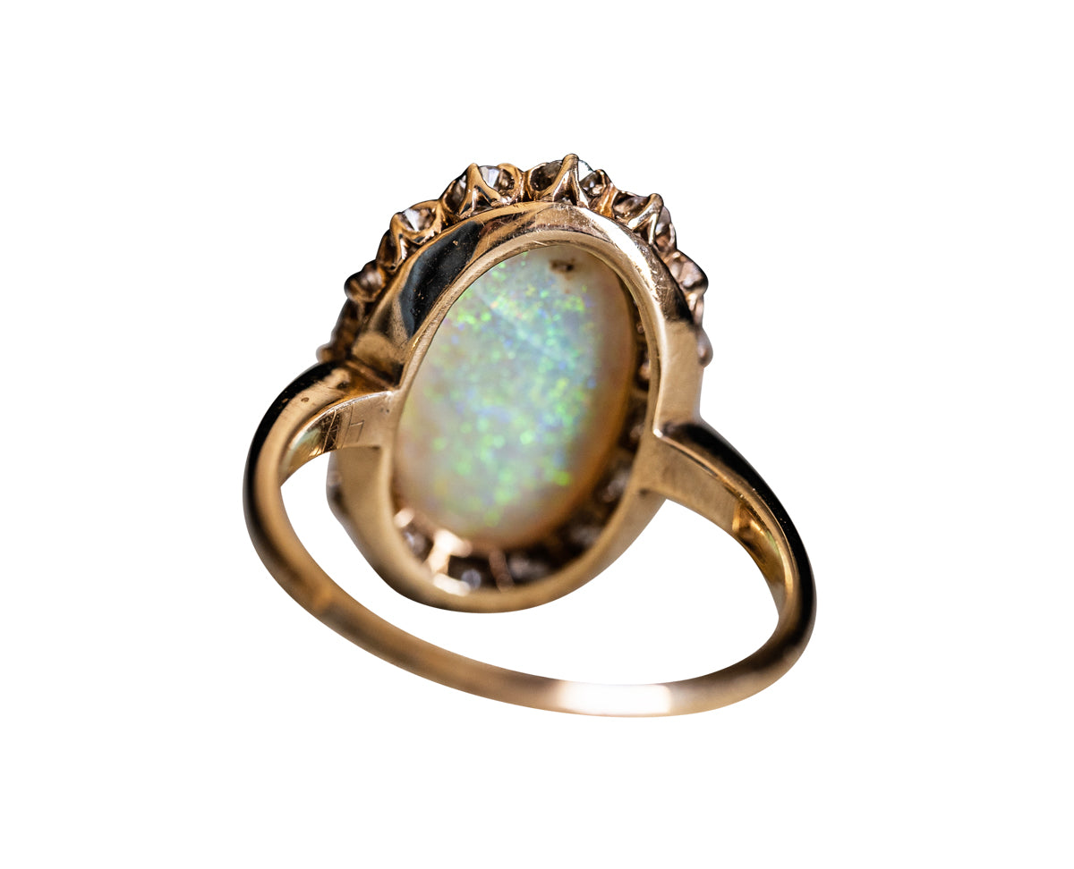Art Deco, 18ct gold, opal and diamond ring
