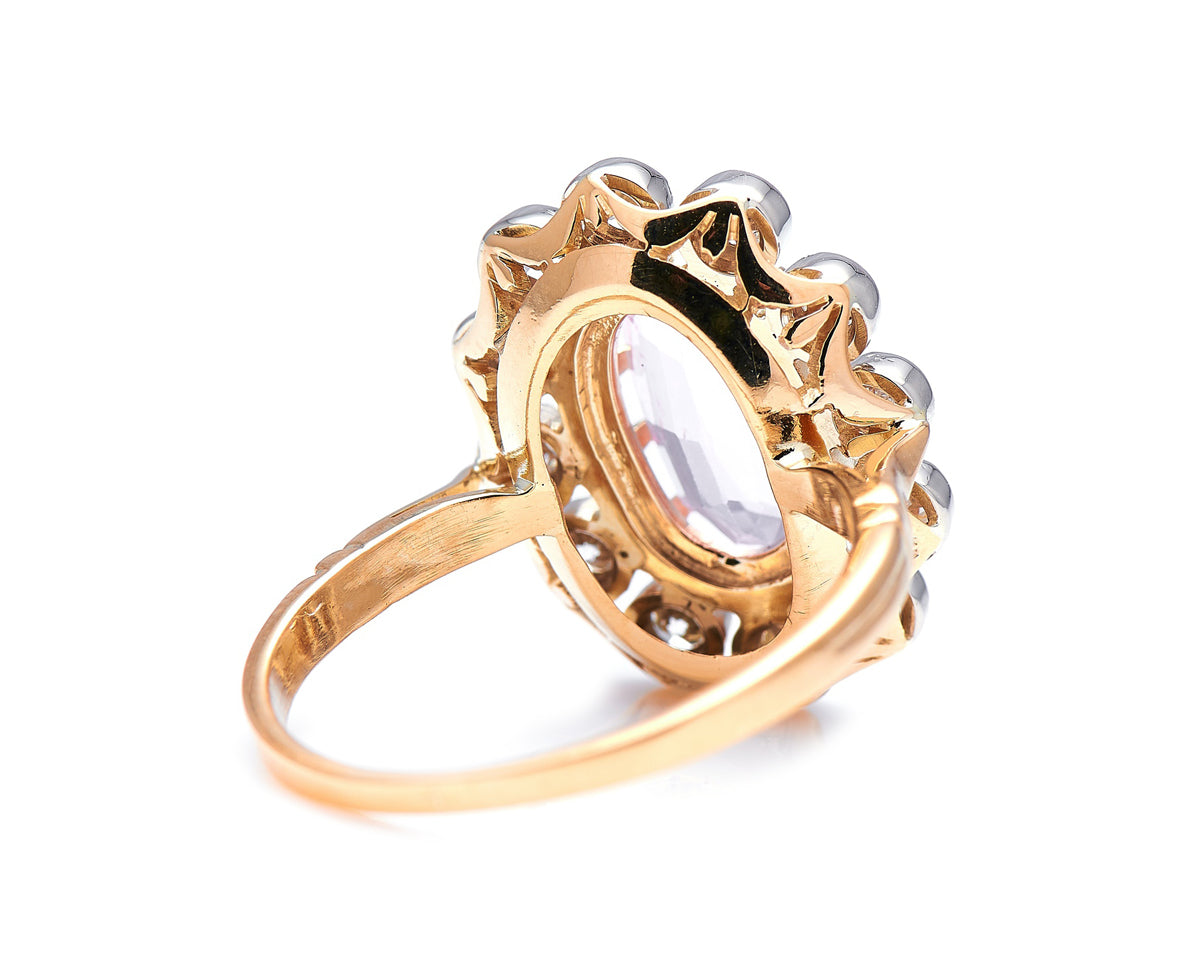 Art Deco, 18ct gold, pink topaz and diamond cluster ring
