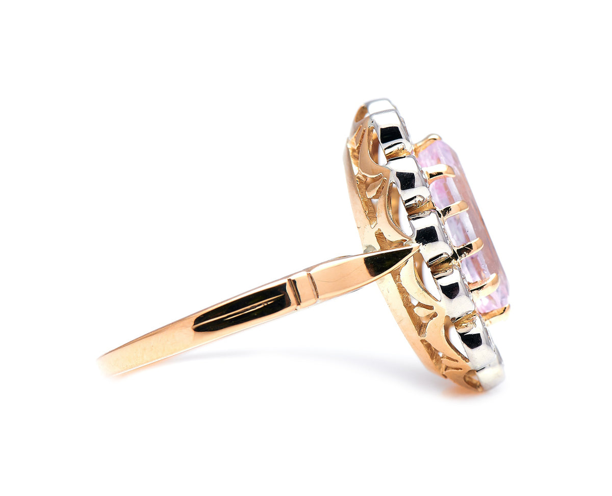 Art Deco, 18ct gold, pink topaz and diamond cluster ring
