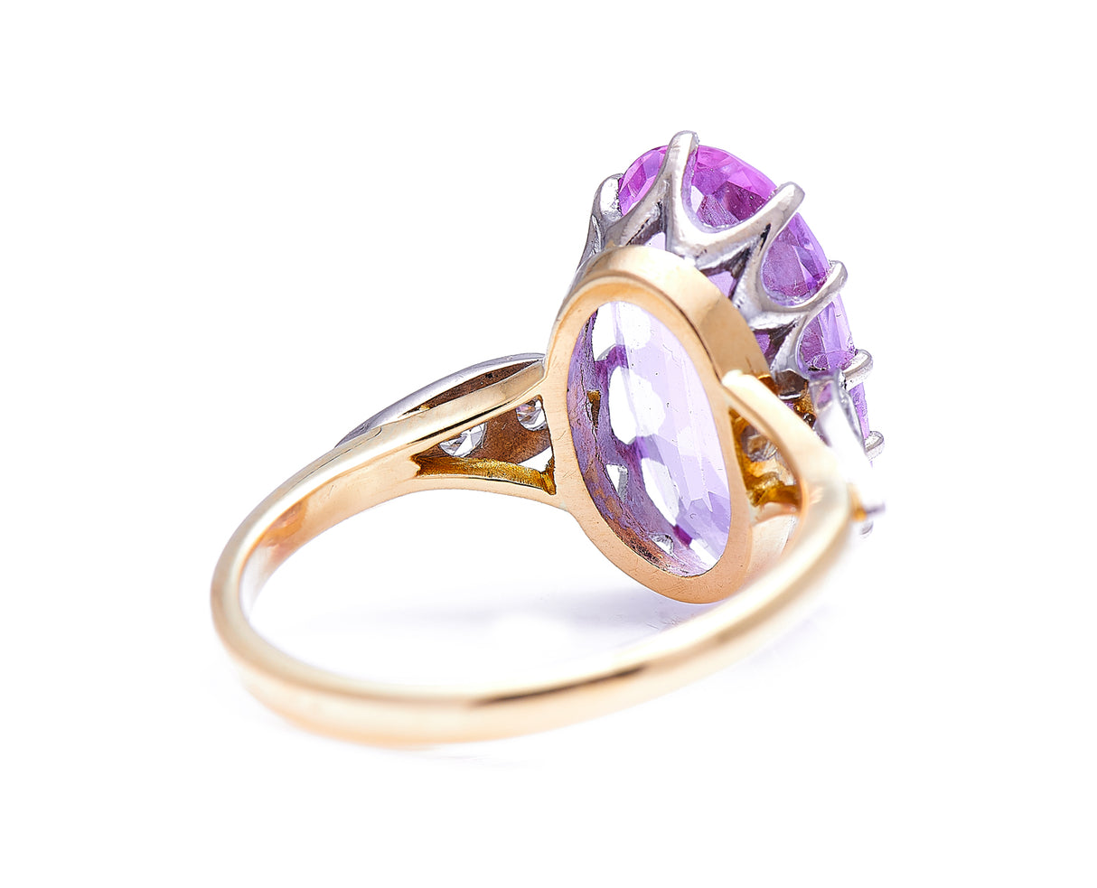 Art Deco, 18ct gold, pink topaz and diamond ring