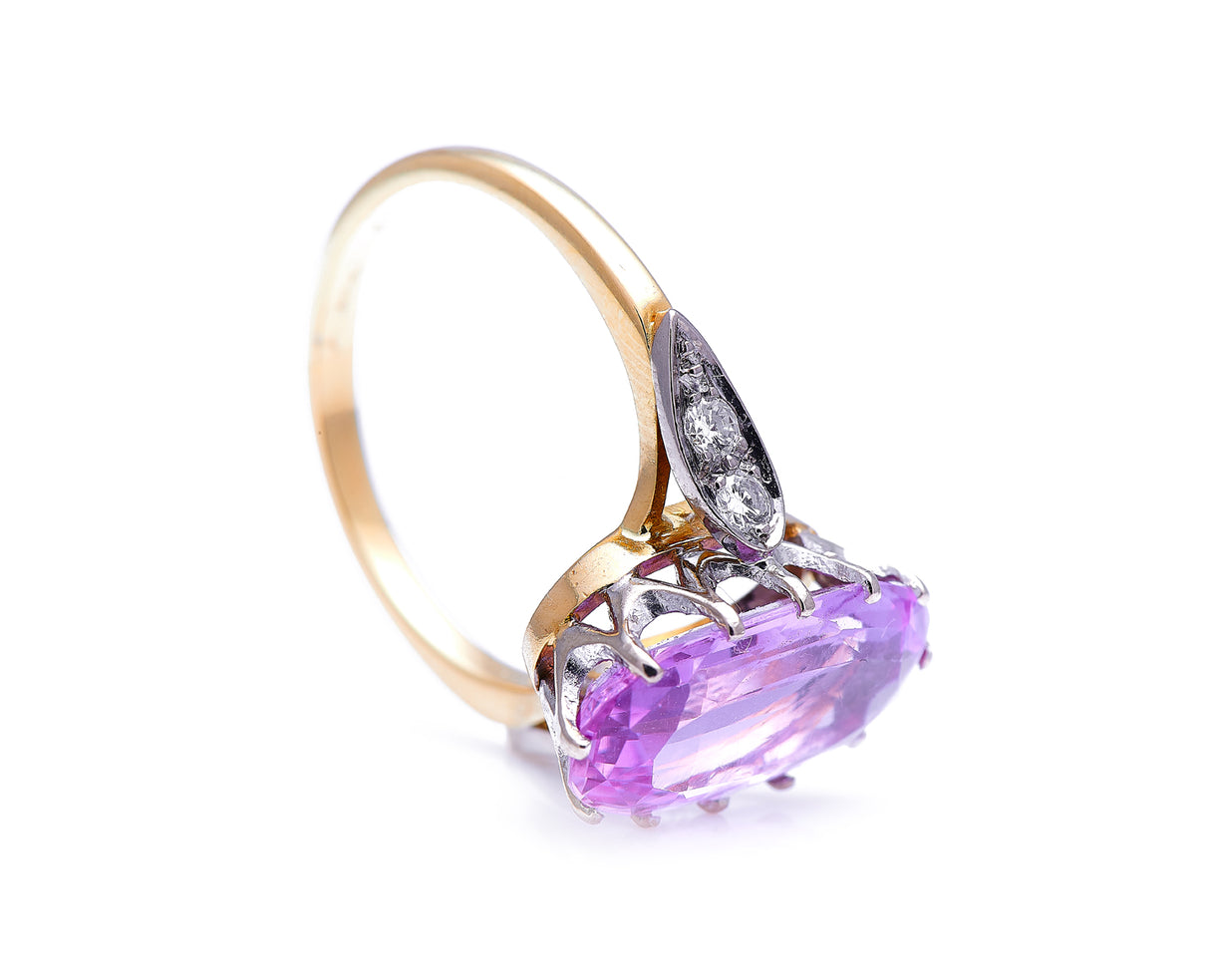Art Deco, 18ct gold, pink topaz and diamond ring