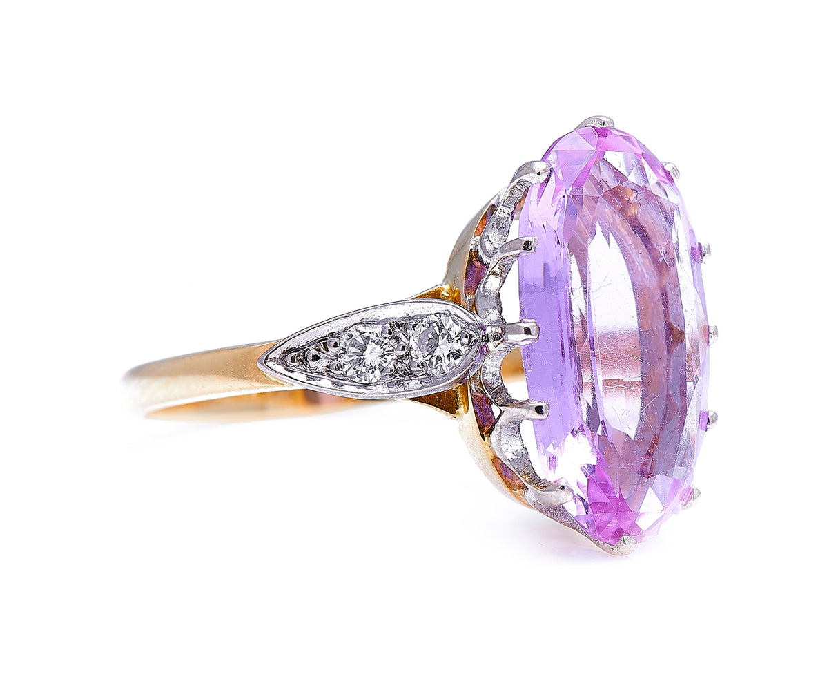Art Deco, 18ct gold, pink topaz and diamond ring